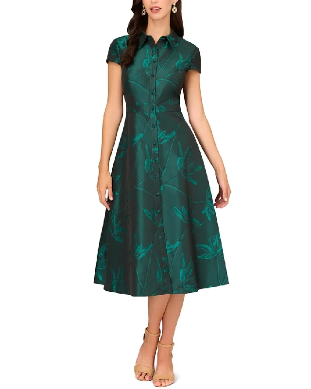 Aidan Mattox Floral Jacquard Midi Dress Comfortable Adjustable Strap Midi Dress