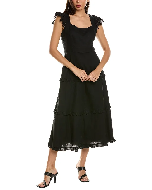 Anne Klein Tiered Midi Dress Fashionable Off-Shoulder Dress Midi