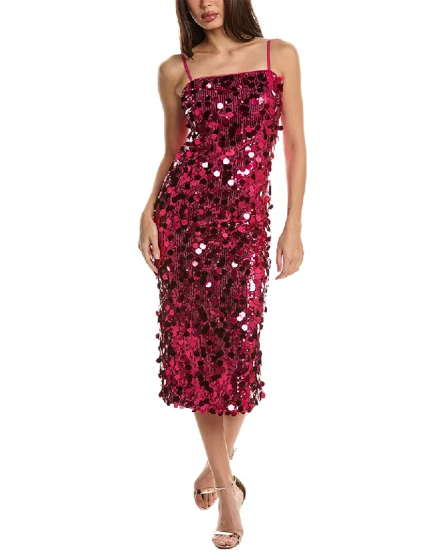 Bebe Sequined Midi Dress Trendy Square Neck Midi Dress