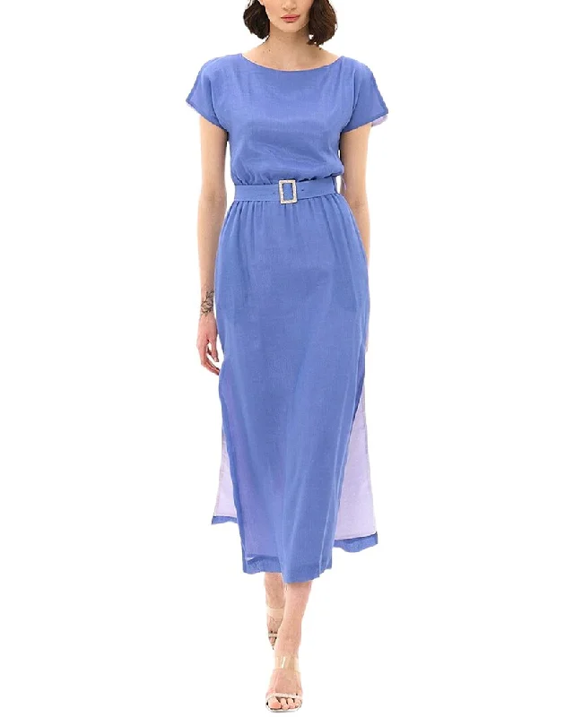 BGL Silk-Blend Midi Dress Comfortable Deep V Midi Dress