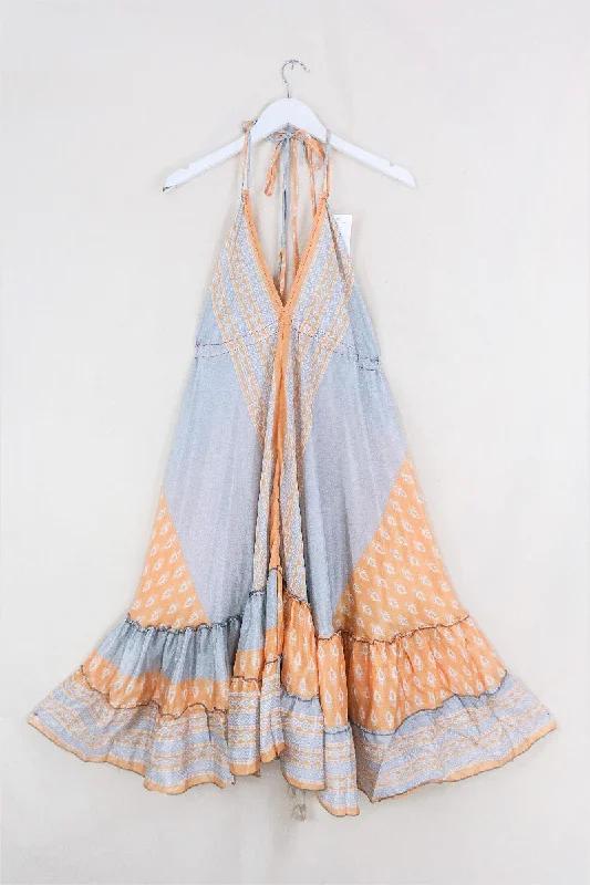 Blossom Halter-Neck Midi Dress - Feathered Angel - Free Size M/L Stylish Halter Neck Midi Dress