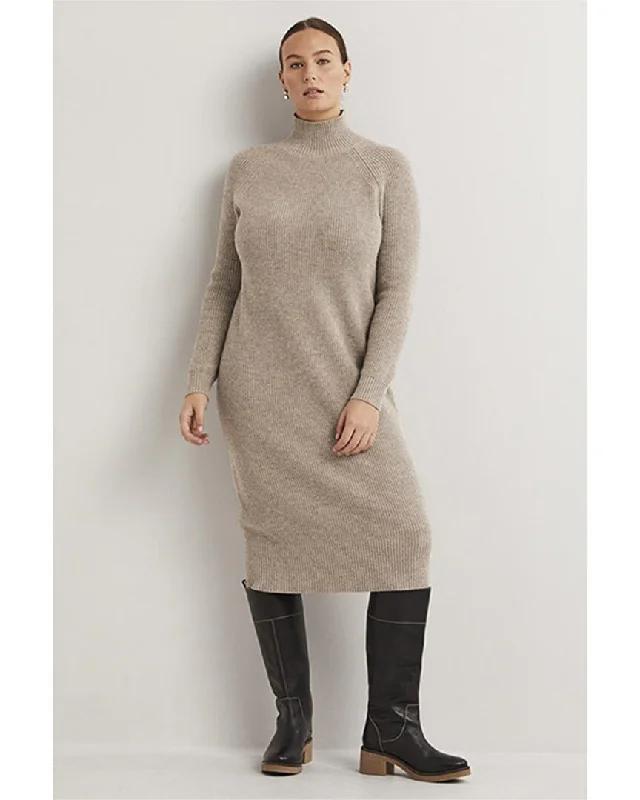 Boden High-Neck Knit Wool & Alpaca-Blend Midi Dress Stylish Animal Print Midi Dress