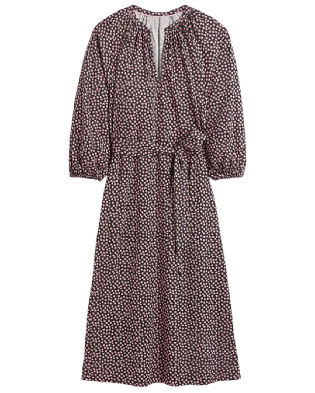 Boden Notch Neck Jersey Midi Dress Trendy Flared Sleeve Midi Dress