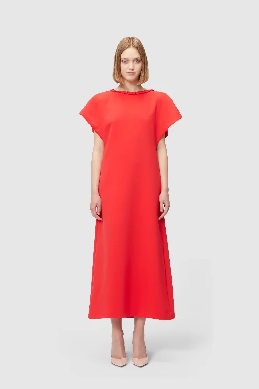 BRAID DETAIL MIDI DRESS Trendy Shift Midi Dress