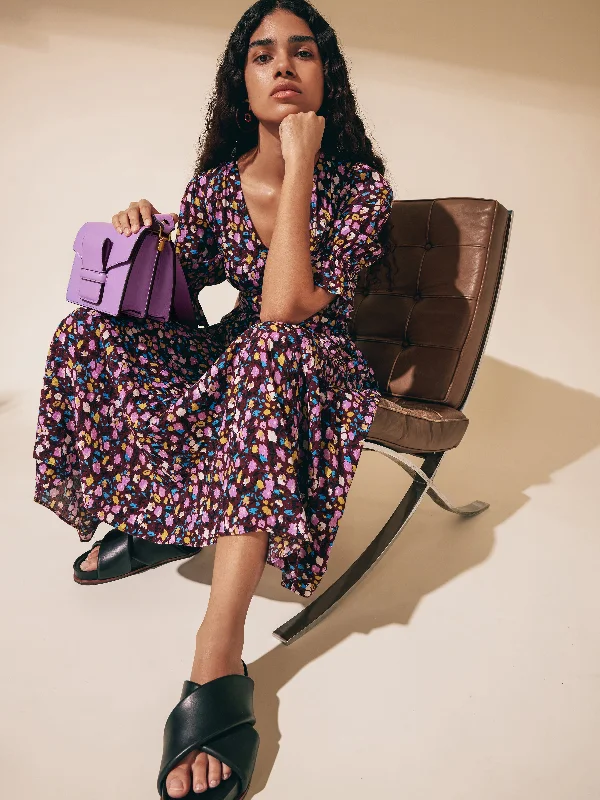Carnation Midi Dress | Purple Comfortable Button Front Midi Dress