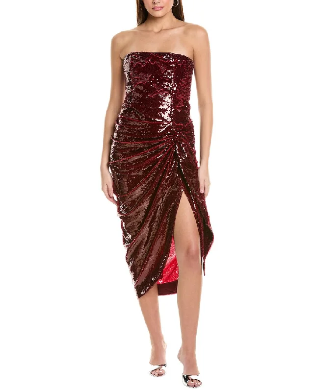 Cinq à Sept Shea Silk-Trim Midi Dress Stylish Off-Shoulder Ruffle Dress