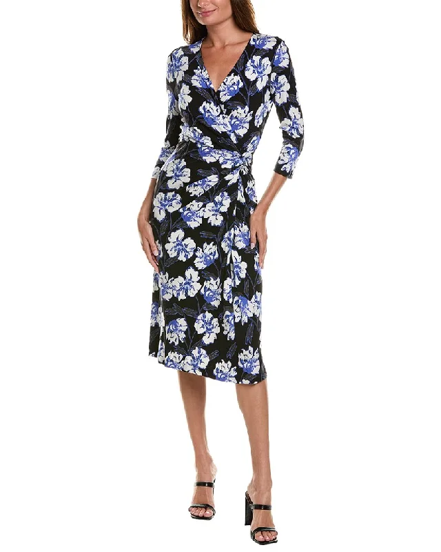 Diane von Furstenberg Borris Wool-Blend Midi Dress Trendy Ruffle Hem Midi Dress