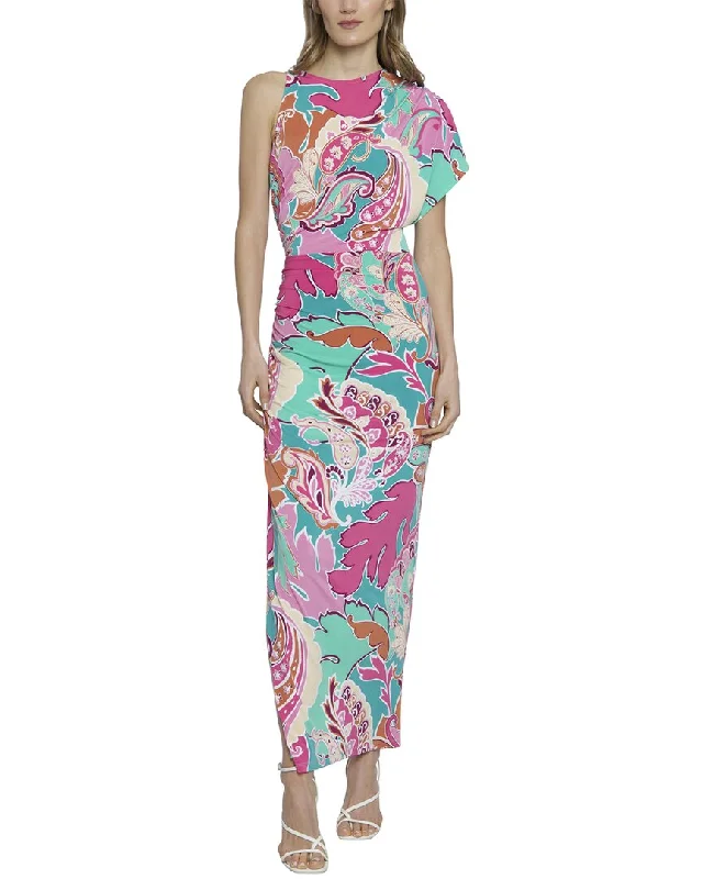 Donna Morgan Wet Print Matte Jersey Midi Dress Comfortable Empire Waist Midi Dress