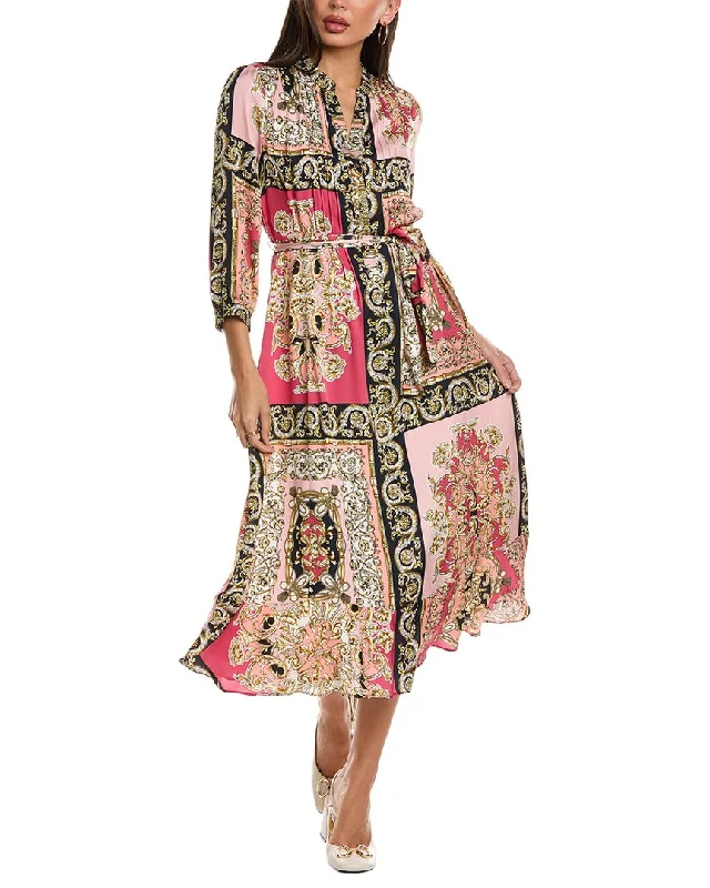 Elie Tahari The Mila Silk-Blend Midi Dress Stylish Wraparound Midi Dress