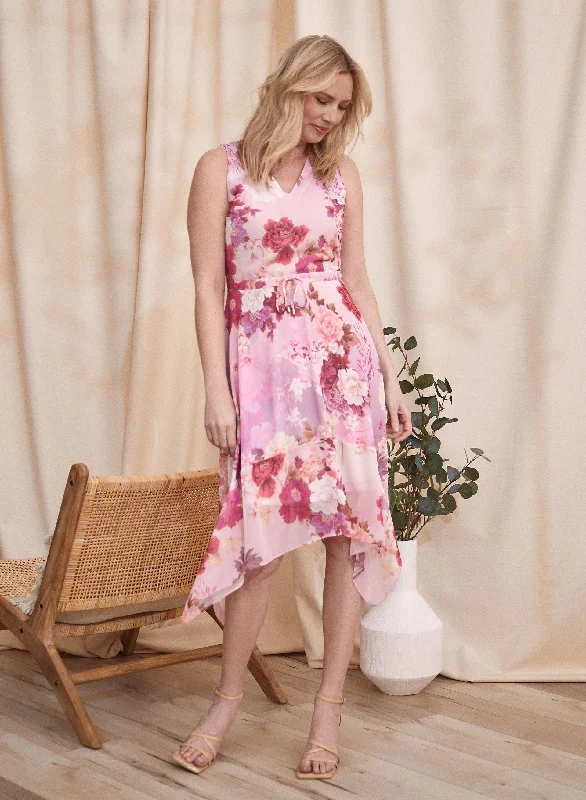 Floral Print Chiffon Midi Dress Elegant Floral Midi Dress