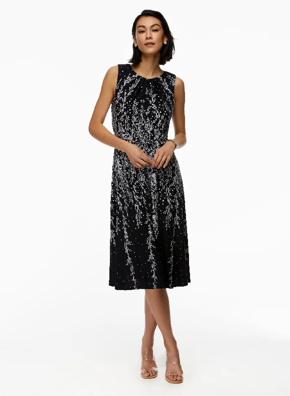Floral Print Midi Dress Stylish Long Sleeve Floral Midi Dress