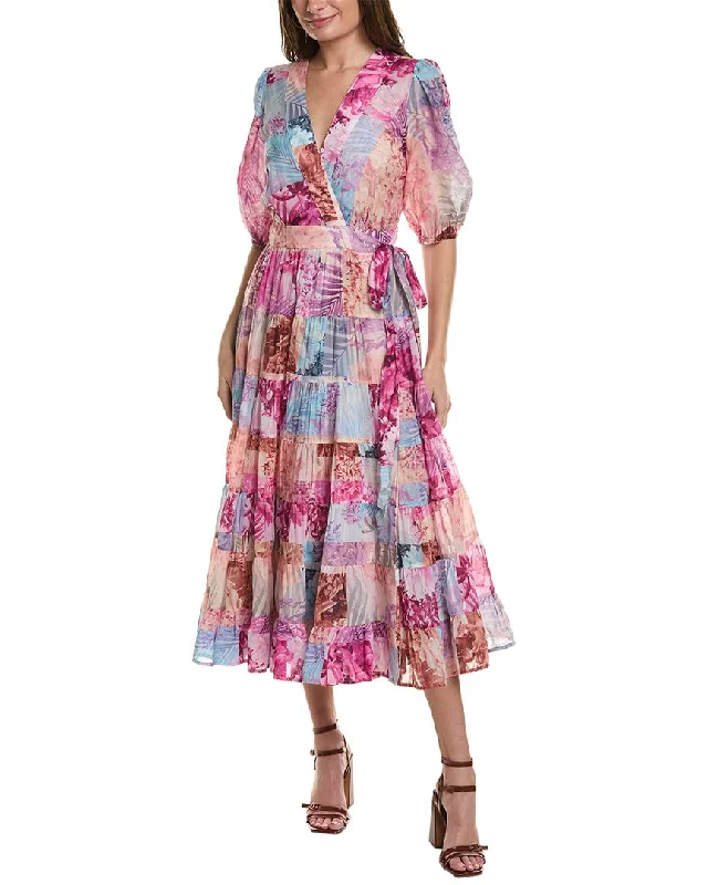 Johnny Was Annalise Silk-Blend Midi Dress Comfortable Stretch Midi Dress