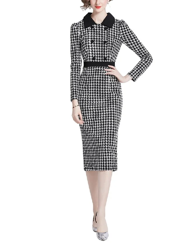 Kaimilan Midi Dress Elegant Pleated Sleeve Midi Dress