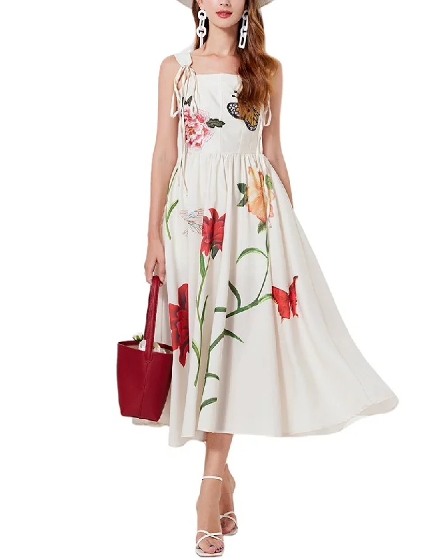 KAIMILAN Midi Dress Trendy Smocked Waist Midi Dress