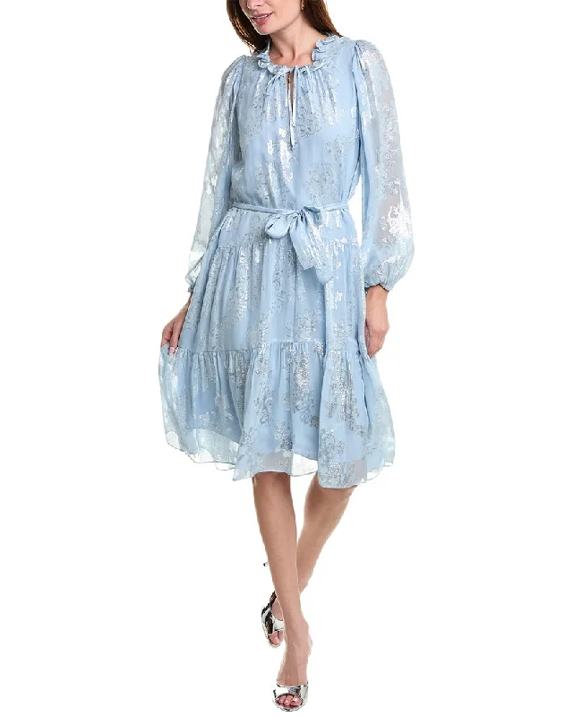 Kobi Halperin Kathryn Peasant Silk-Blend Midi Dress Comfortable Casual Midi Dress