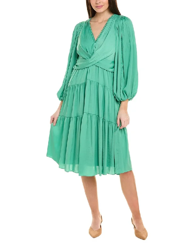 Kobi Halperin Vienna Midi Dress Elegant Floral Appliqué Midi Dress