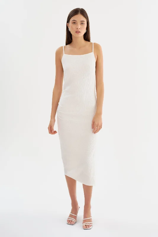 MACARIA | Cotton Midi Dress Chic Lace Detail Midi Dress