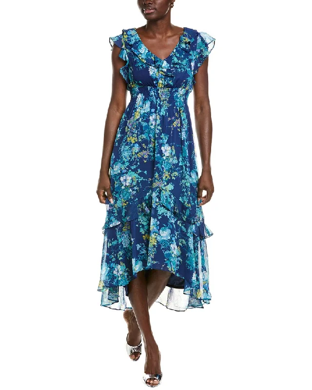 Maison Tara Georgette Midi Dress Fashionable Plaid Midi Dress
