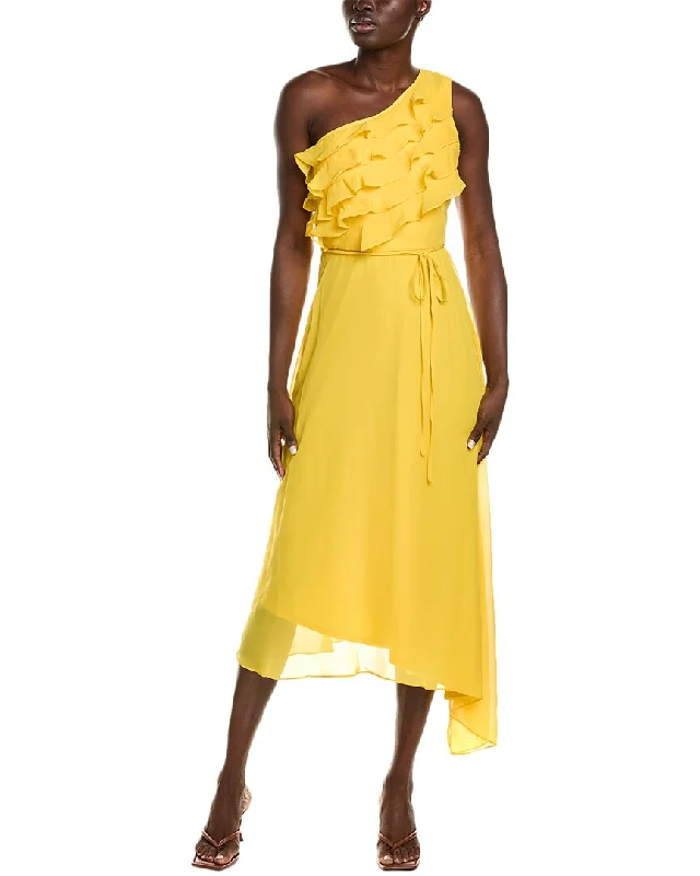 Maison Tara One-Shoulder Midi Dress Stylish Vintage Midi Dress