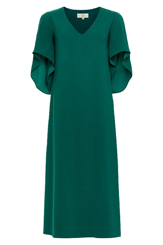 Meredith Midi Dress In Peacock Elegant Sleeveless Midi Dress