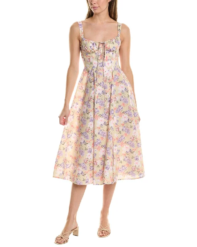 Moonsea Lace-Up Midi Dress Trendy Midi Dress with Belt