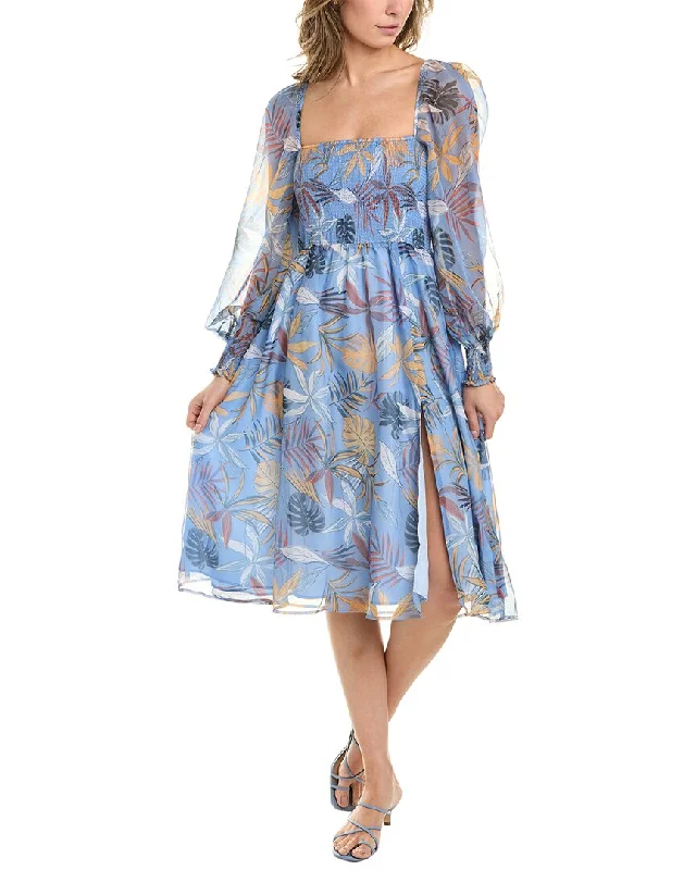 o.p.t. Classic Smocked Midi Dress Trendy Off-Shoulder Ruffle Midi Dress