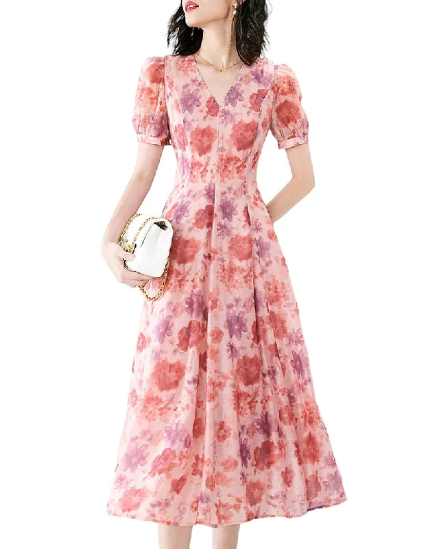 Onebuye Midi Dress Trendy Smocked Waist Midi Dress