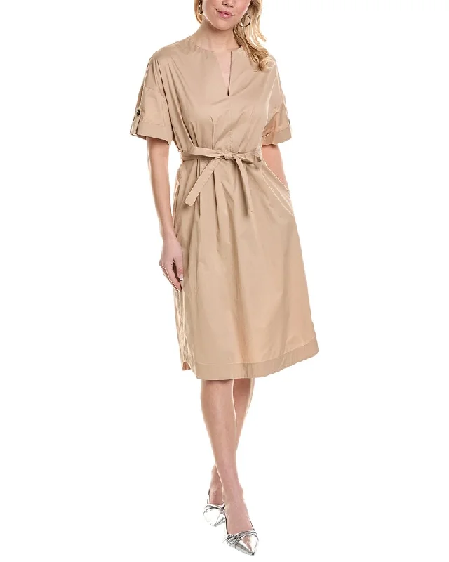 Peserico womens  Midi Dress, 46, Beige Comfortable Floral Print Midi Dress