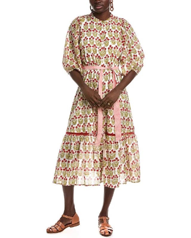 Ro's Garden Oleander Midi Dress Stylish Vintage Midi Dress