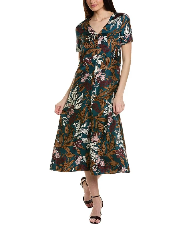 S Max Mara Paola Silk Midi Dress Comfortable Geometric Print Midi Dress