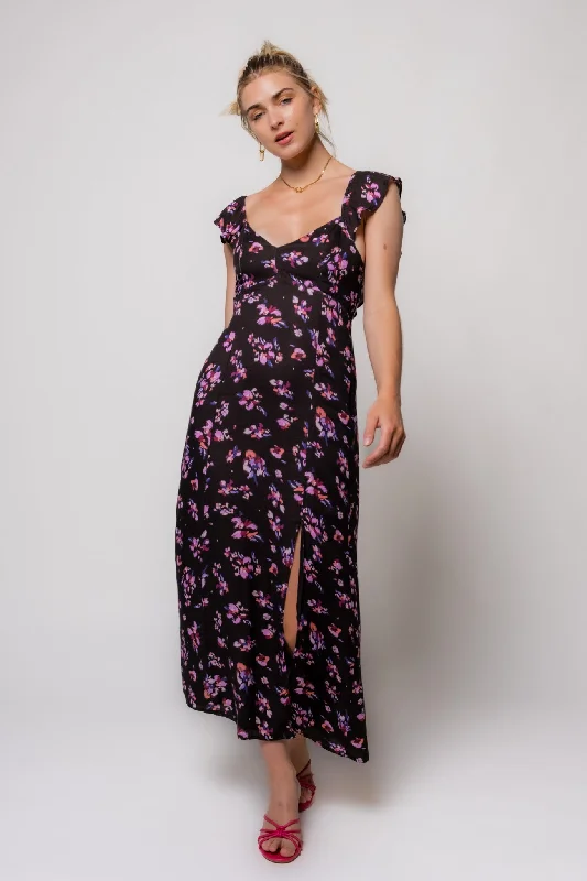 Saltwater Luxe Dume Floral Midi Dress Stylish Off-Shoulder Ruffle Dress