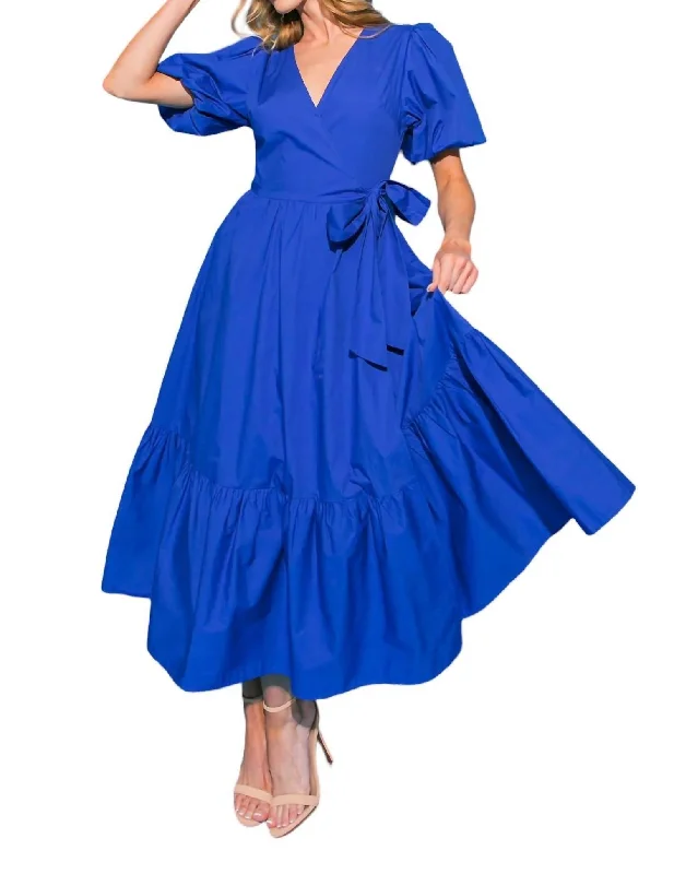 Solid Poplin Midi Dress In Royal Classic Black Midi Dress