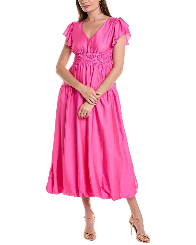 Taylor Satin Midi Dress Chic Off-Shoulder Midi Dress