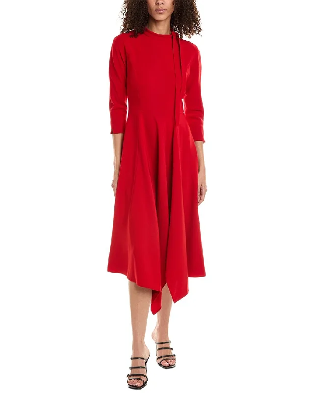 Teri Jon by Rickie Freeman Handkerchief Midi Dress Stylish Satin Midi Dress