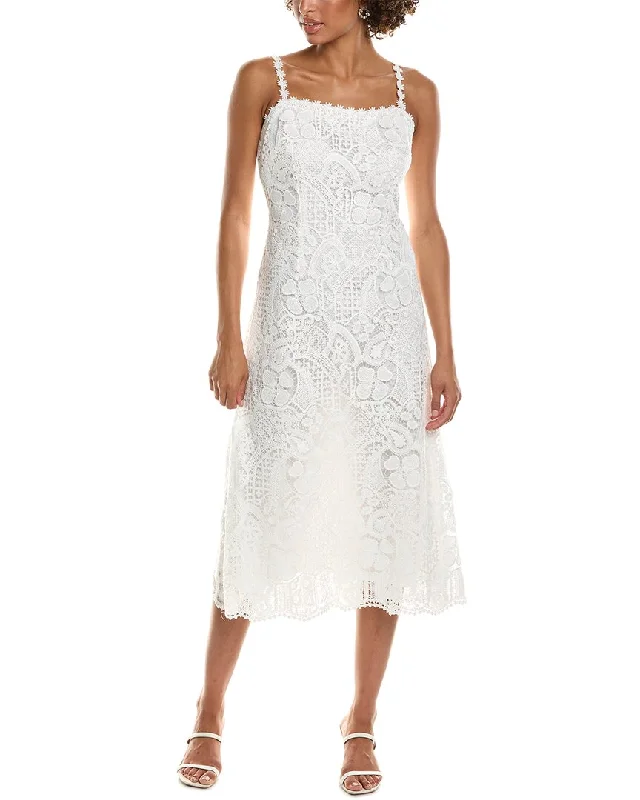 Teri Jon by Rickie Freeman Lace Fitted Midi Dress Trendy Long Sleeve Midi Dress