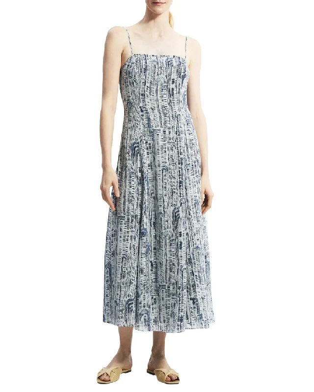 Theory Cami Volume Silk Midi Dress Comfortable Denim Midi Dress