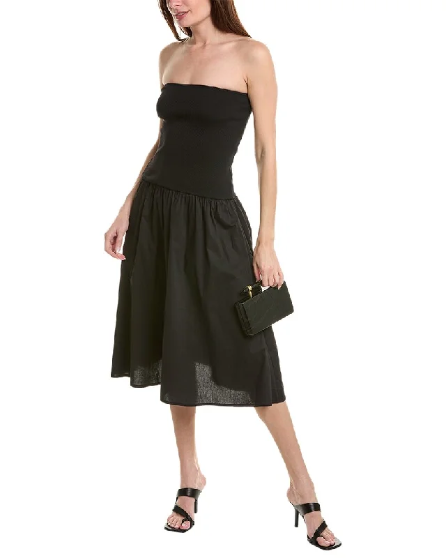 WeWoreWhat Ribbed Cotton Midi Dress Stylish Color Block Midi Dress
