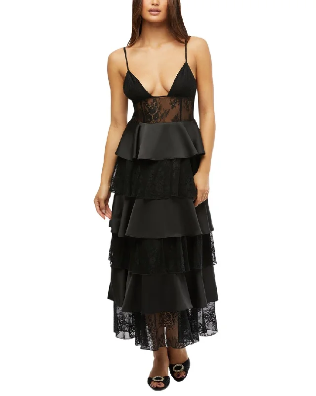 WeWoreWhat Tiered Lace Midi Dress Comfortable Knitwear Midi Dress