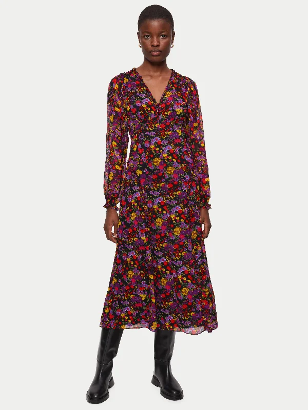 Wild Meadow Midi Dress | Purple Elegant Satin Midi Dress