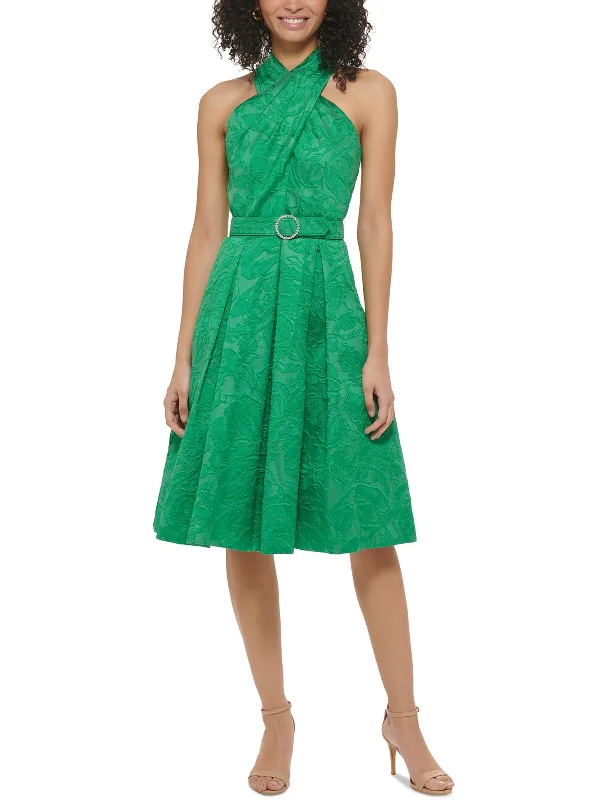 Womens Halter Knee-Length Midi Dress Trendy Boho Midi Dress