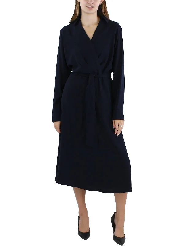 Womens Polyester Midi Dress Stylish Button-Up Midi Dress