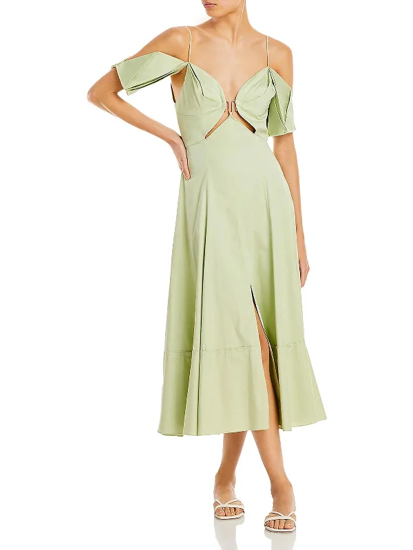 Womens V Neck Midi Midi Dress Fashionable Casual Midi Dress