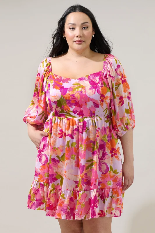 Abigal Floral Evy Sweetheart Mini Dress Curve Comfortable Polka Dot Mini Dress