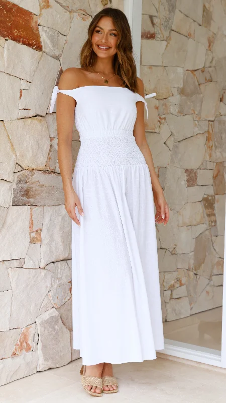 Adelaide Maxi Dress - White Trendy Maxi Dress with Lace