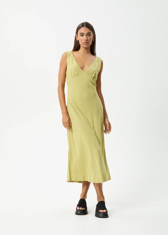AFENDS Womens Amaya - Maxi Dress - Lemongrass Casual Maxi Dress with Pockets