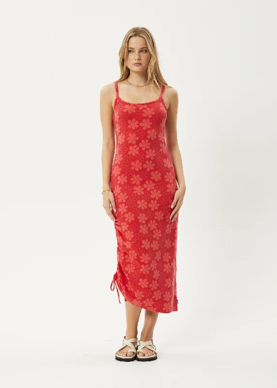 AFENDS Womens Valerie - Maxi Dress - Tomato Fashionable Button-Down Maxi Dress