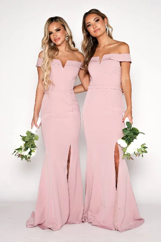 Alyssa Maxi Dress - Dusty Pink Stylish One-Shoulder Maxi Dress