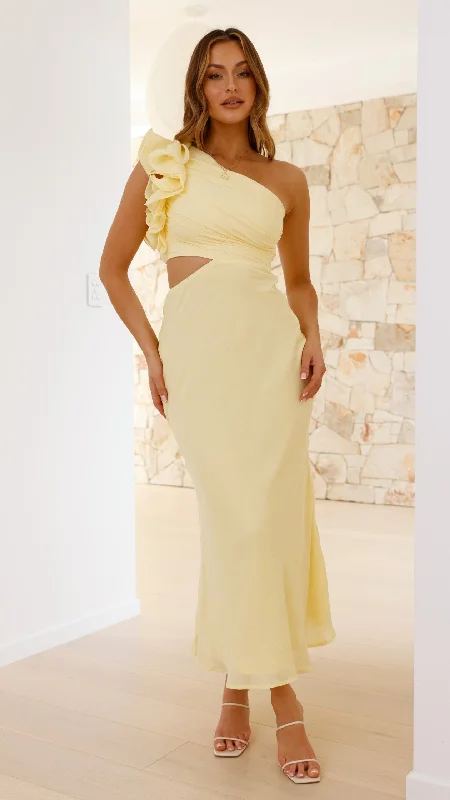 Amina Maxi Dress - Yellow Stylish Empire Waist Maxi Dress