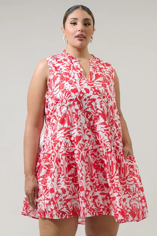 Aster Loly Trapeze Cotton Voile Mini Dress Curve Trendy A-Line Mini Dress