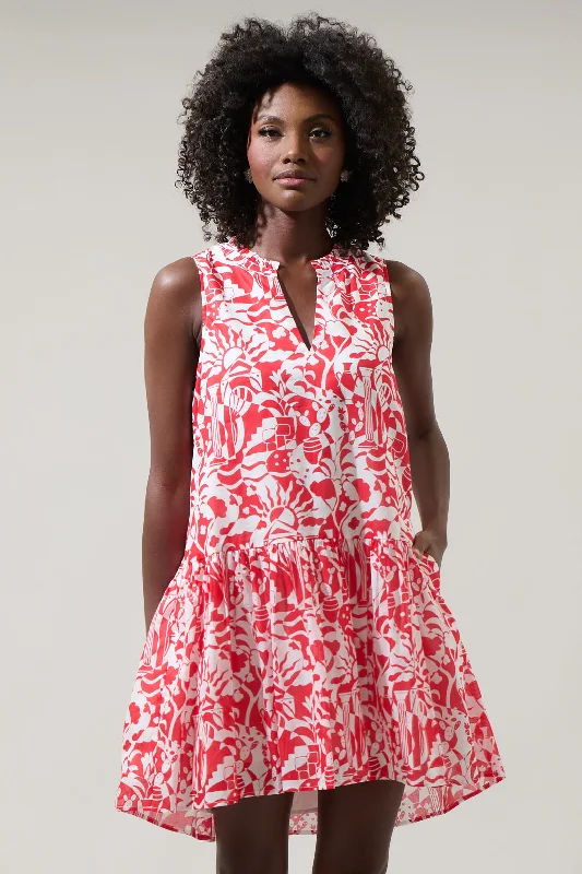 Aster Loly Trapeze Cotton Voile Mini Dress Elegant Vintage Mini Dress